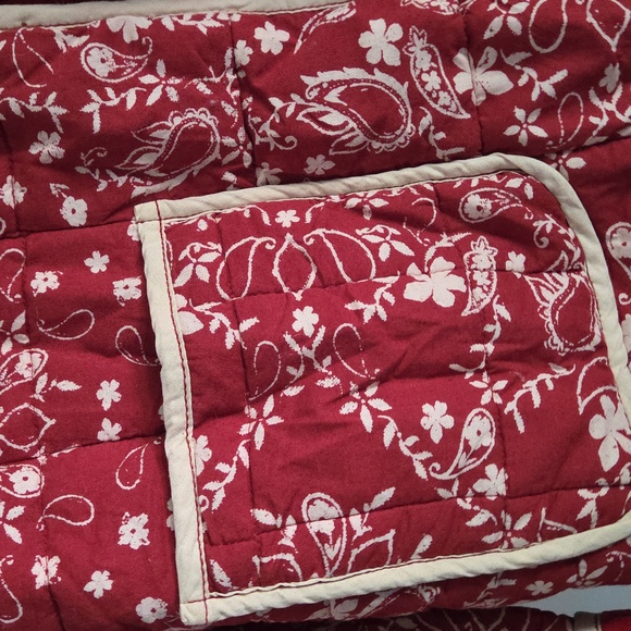 Free People Red and White Bomber Jacket - Picture 6 of 10